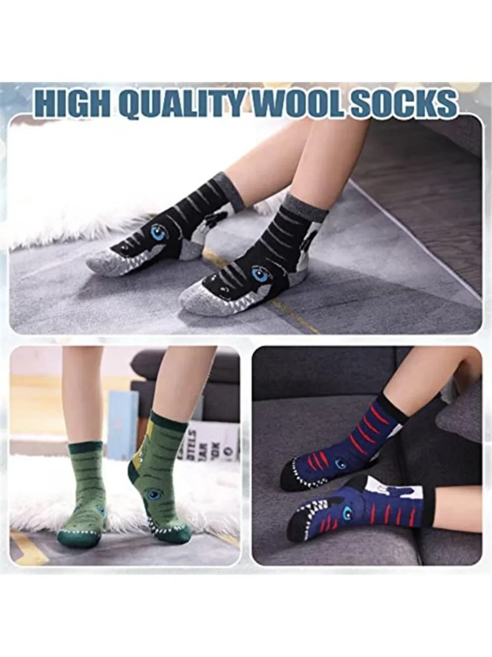 6 Pairs Kids Merino Wool Hiking Socks Thermal Winter Warm Thick Crew Boot